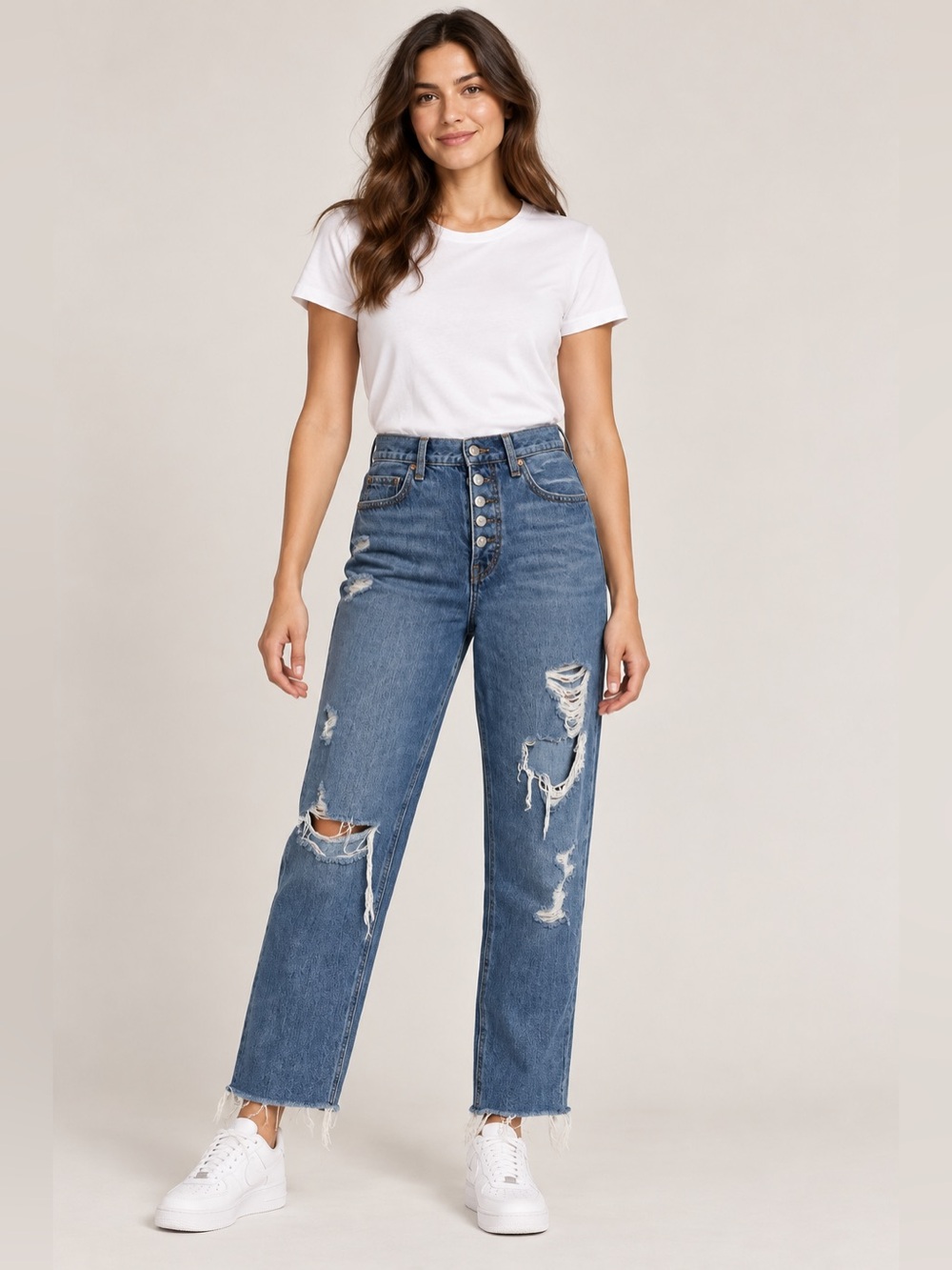 Old Navy High Rise Slouchy Straight Distressed Jeans Size 8